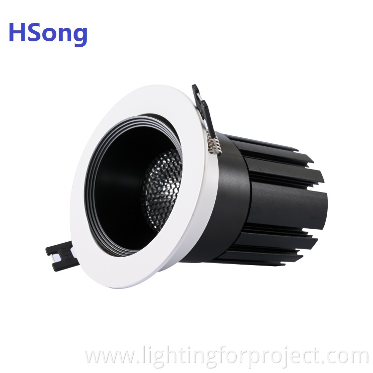 Hot selling 12w cob led downlight with honeycomb 7w 10w 20w 30w 40w led recessed cob spotlight anti glare ugr 9